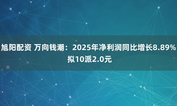 旭阳配资 万向钱潮：2025年净利润同比增长8.89% 拟10派2.0元